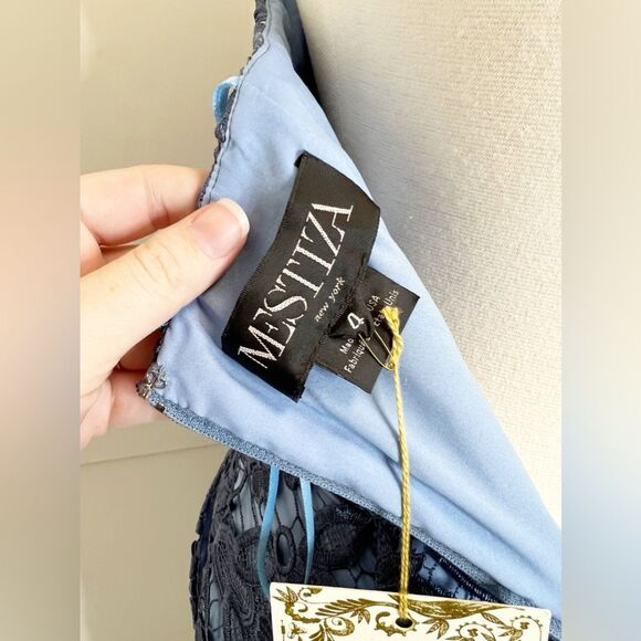 NWT Mestiza Blue Lace Strapless Jumpsuit 4 Retro Inspired Floral - Picture 5 of 5